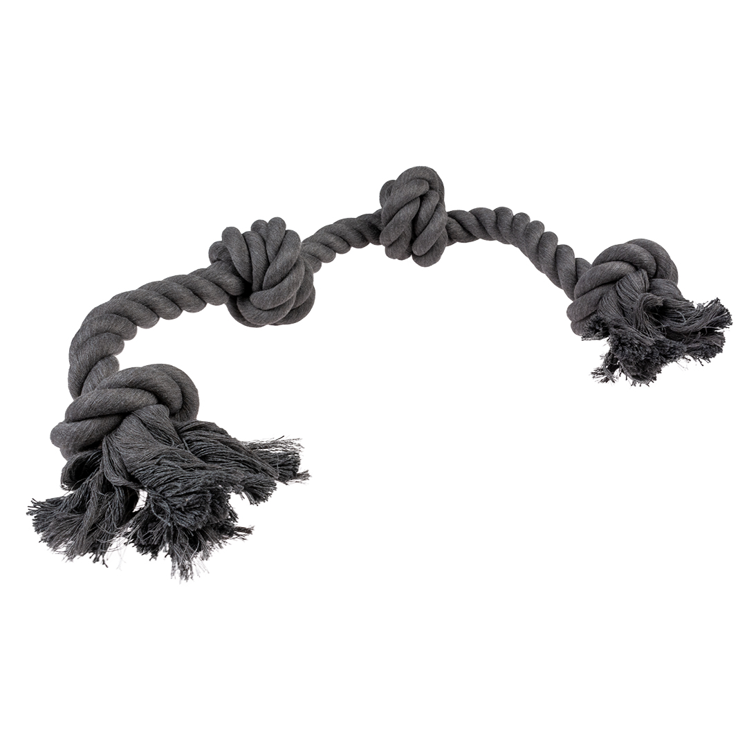 corde 4 noeuds noir 80cm - jouet pour chien