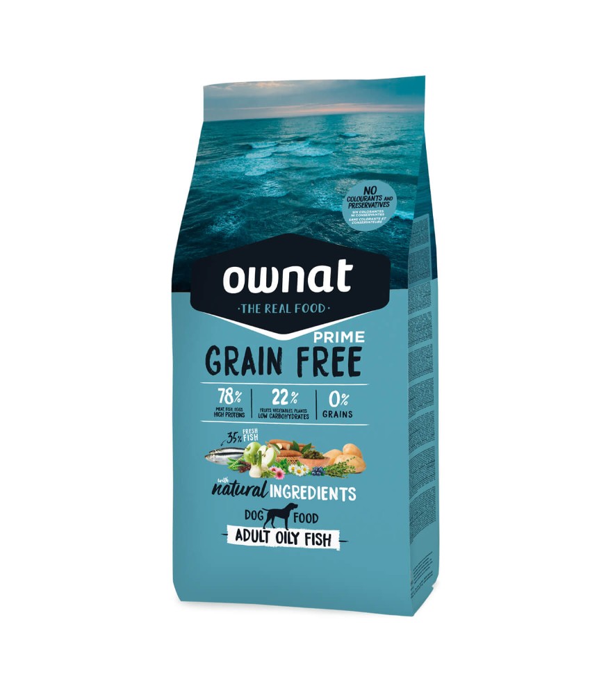 ownat grain free prime adult oily fish 12kg - croquettes sans céréales au poisson pour chiens adultes