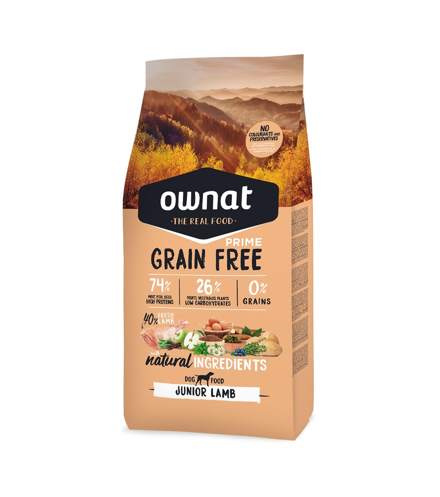 ownat grain free prime junior lamb 12kg - croquettes sans céréales à l'agneau pour chiots