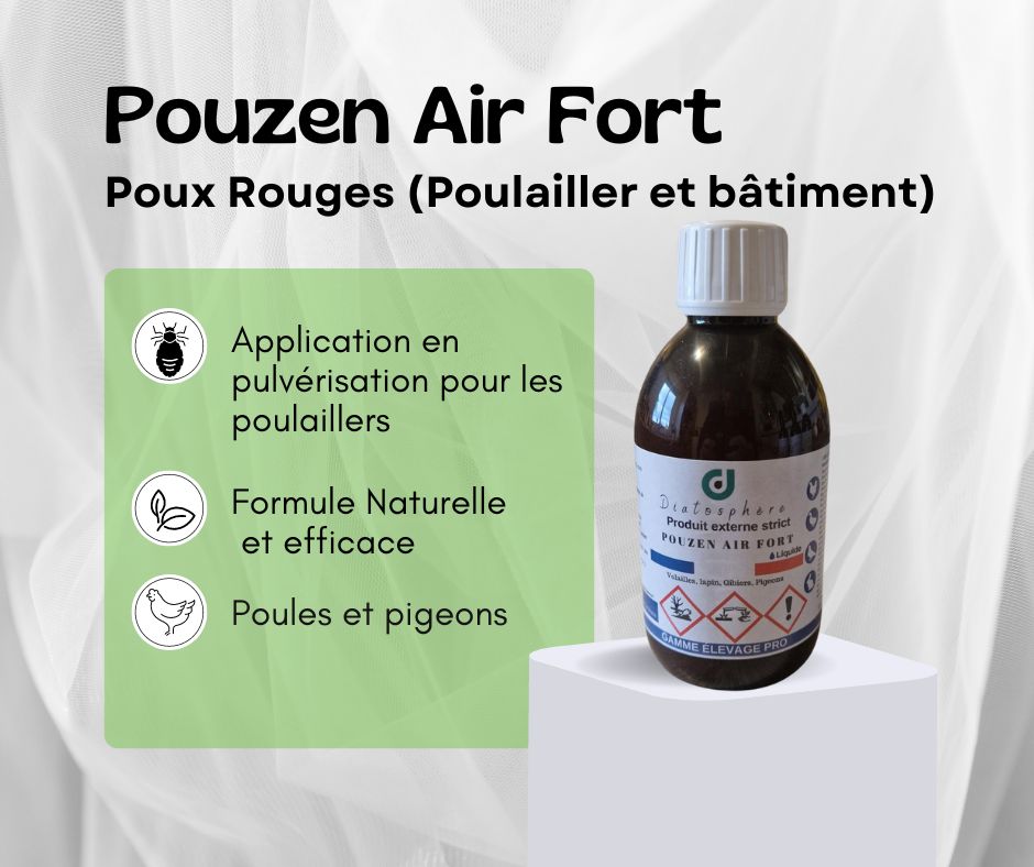 pouzen air fort, lutter contre les poux rouges dans le poulailler