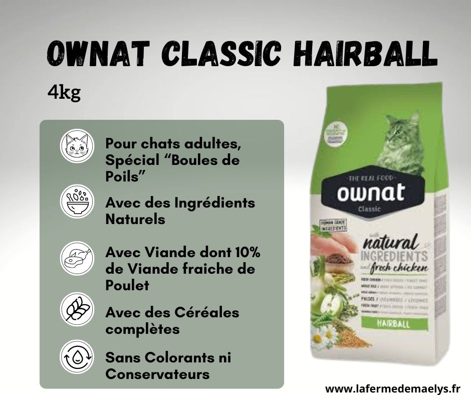 ownat classic hairball-croquettes pour chats spécial boules de poils