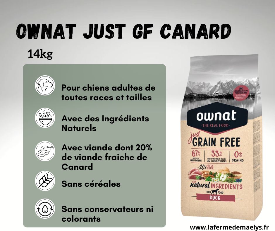 ownat just grain free duck-croquettes sans céréales au canard pour chiens