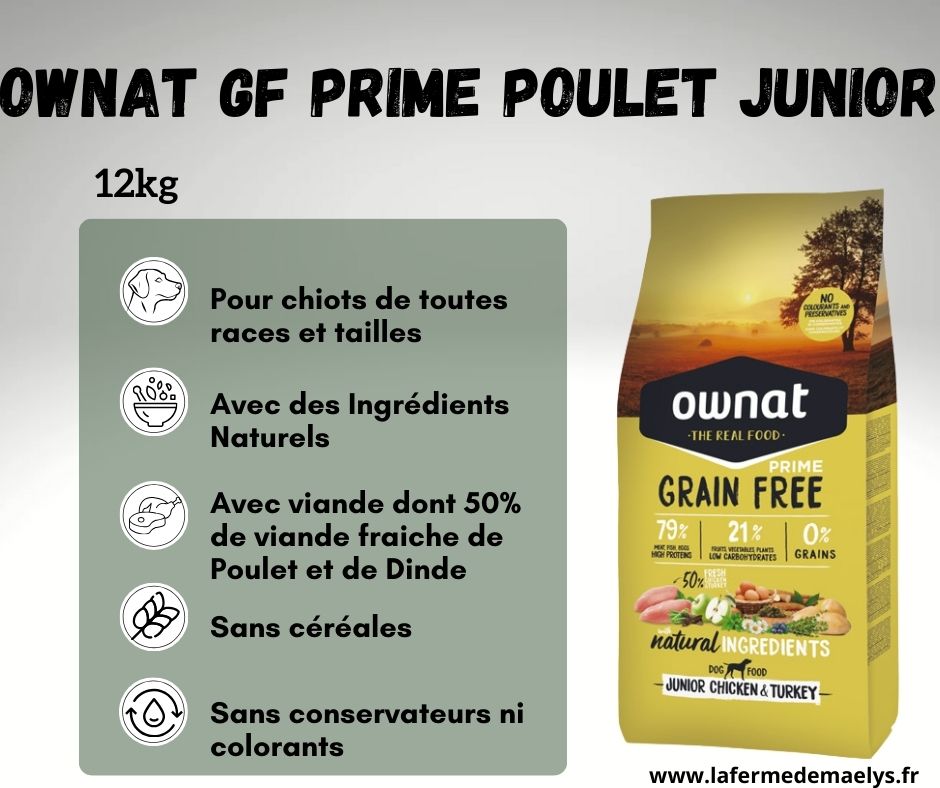 Ownat grain free prime chicken junior-croquettes sans céréales pour chiots