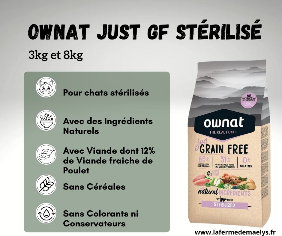 Ownat just grain free sterilized-croquettes pour chats stérilisés