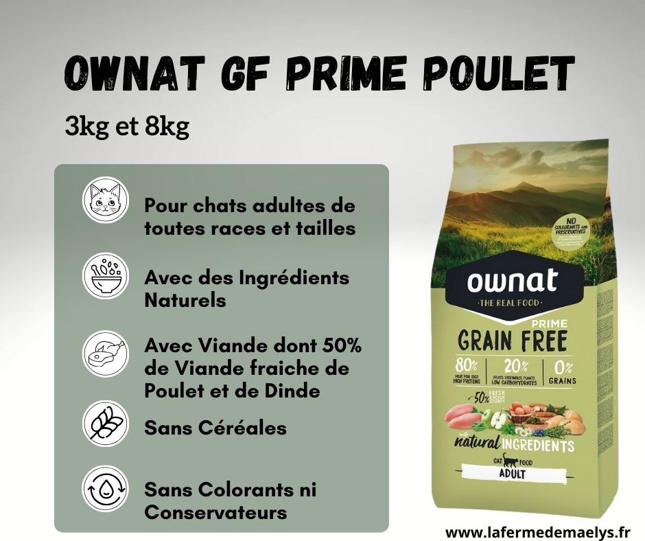 Ownat grain free prime adult chicken-croquettes sans céréales pour chats adultes