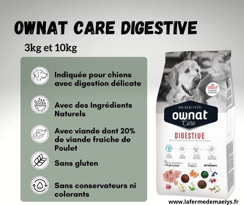 ownat care digestive-croquettes pour chiens avec diarrhée ou problème de digestion