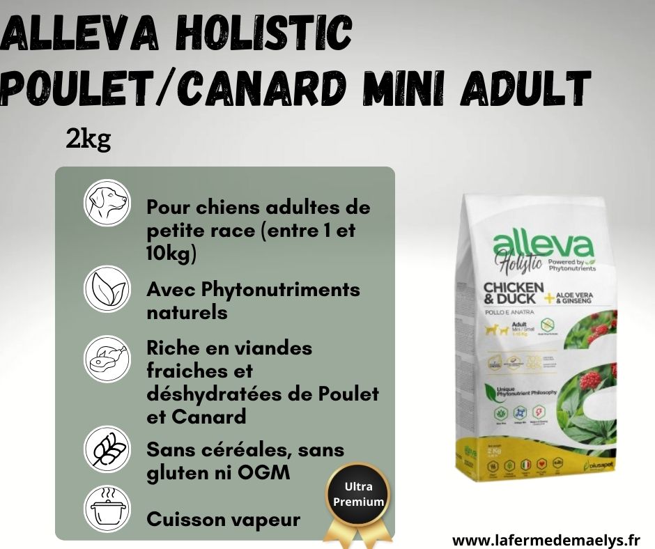 Alleva holistic chicken duck mini adult-croquettes ultra premium pour petits chiens