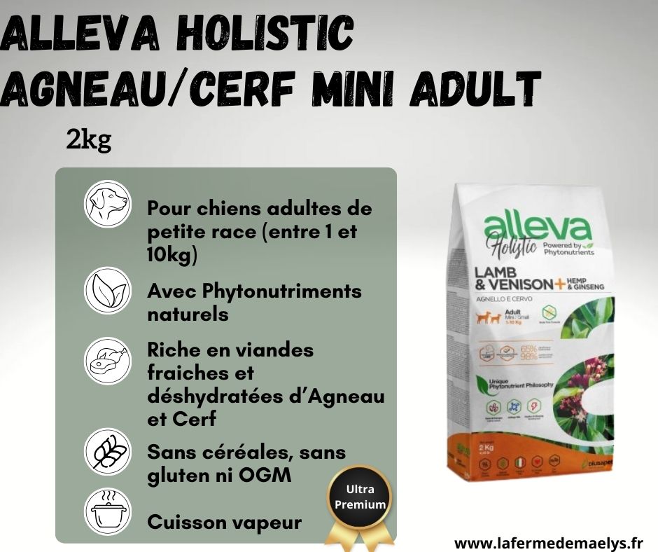 alleva holistic lamb venison mini adult-croquettes ultra premium pour petits chiens