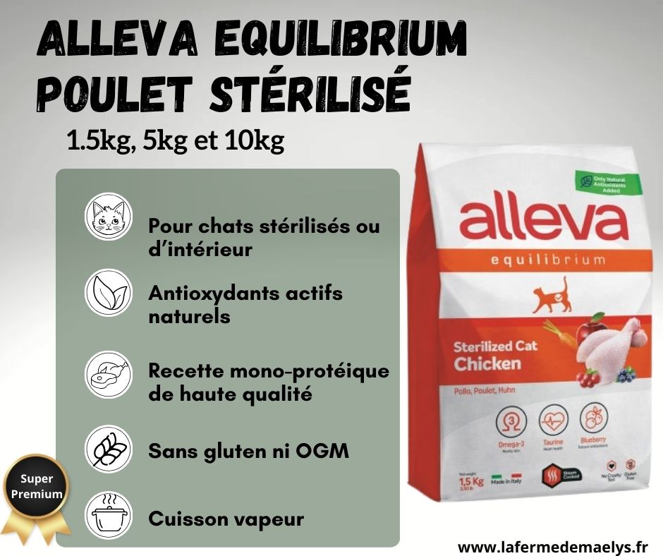 alleva equilibrium sterilized cat chicken-croquettes pour chats stérilisés ou chat d'intérieur