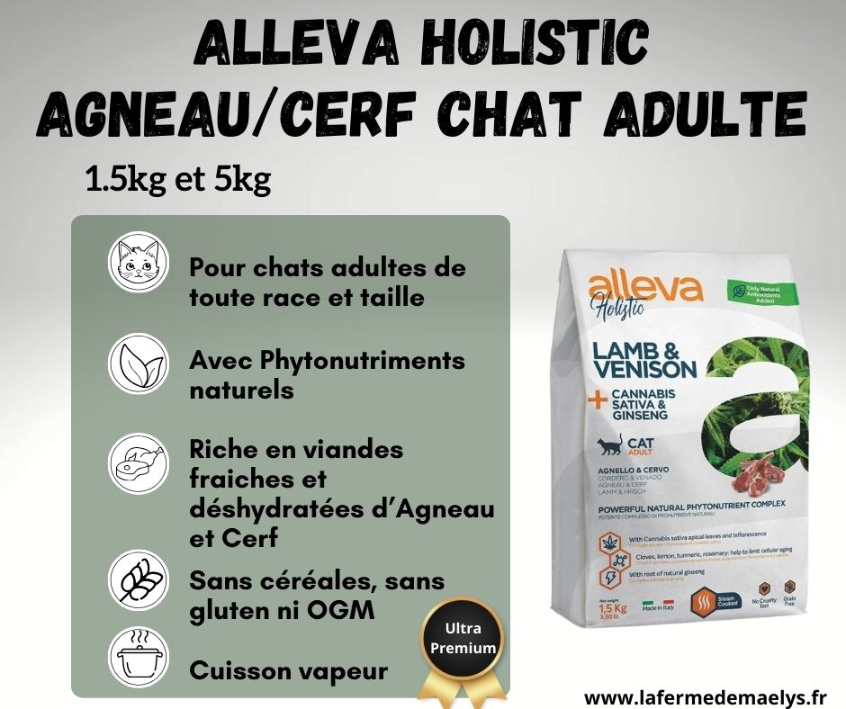 alleva holistic lamb venison adult cat-croquettes ultra premium pour chats