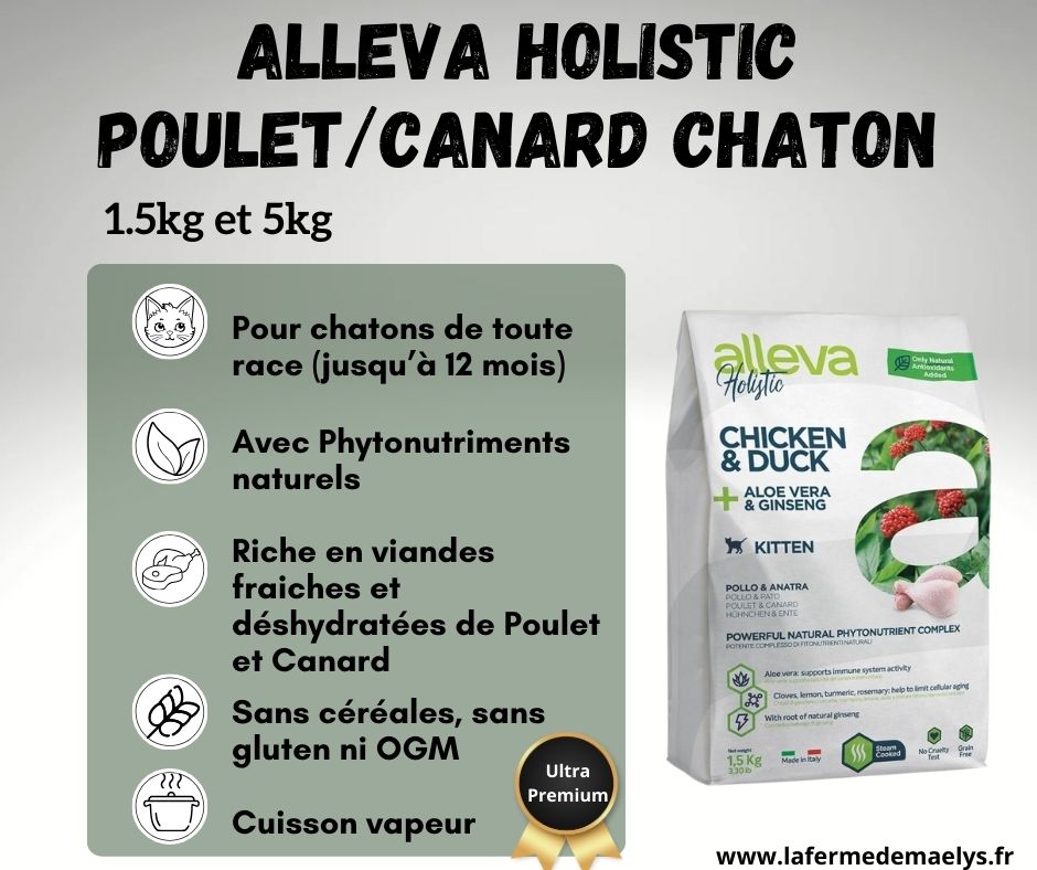 alleva holistic chicken duck kitten-croquettes ultra premium pour chatons