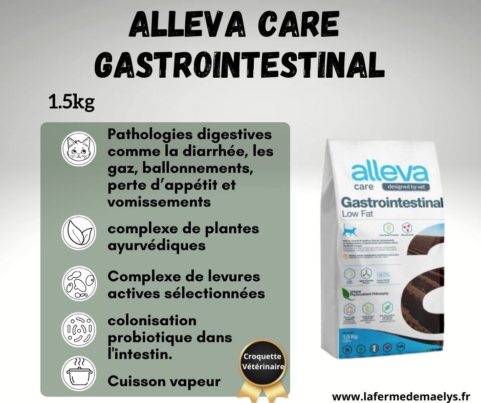 alleva care gastrointestinal low fat-croquettes vétérinaire pour chat-diarrhée et vomissement