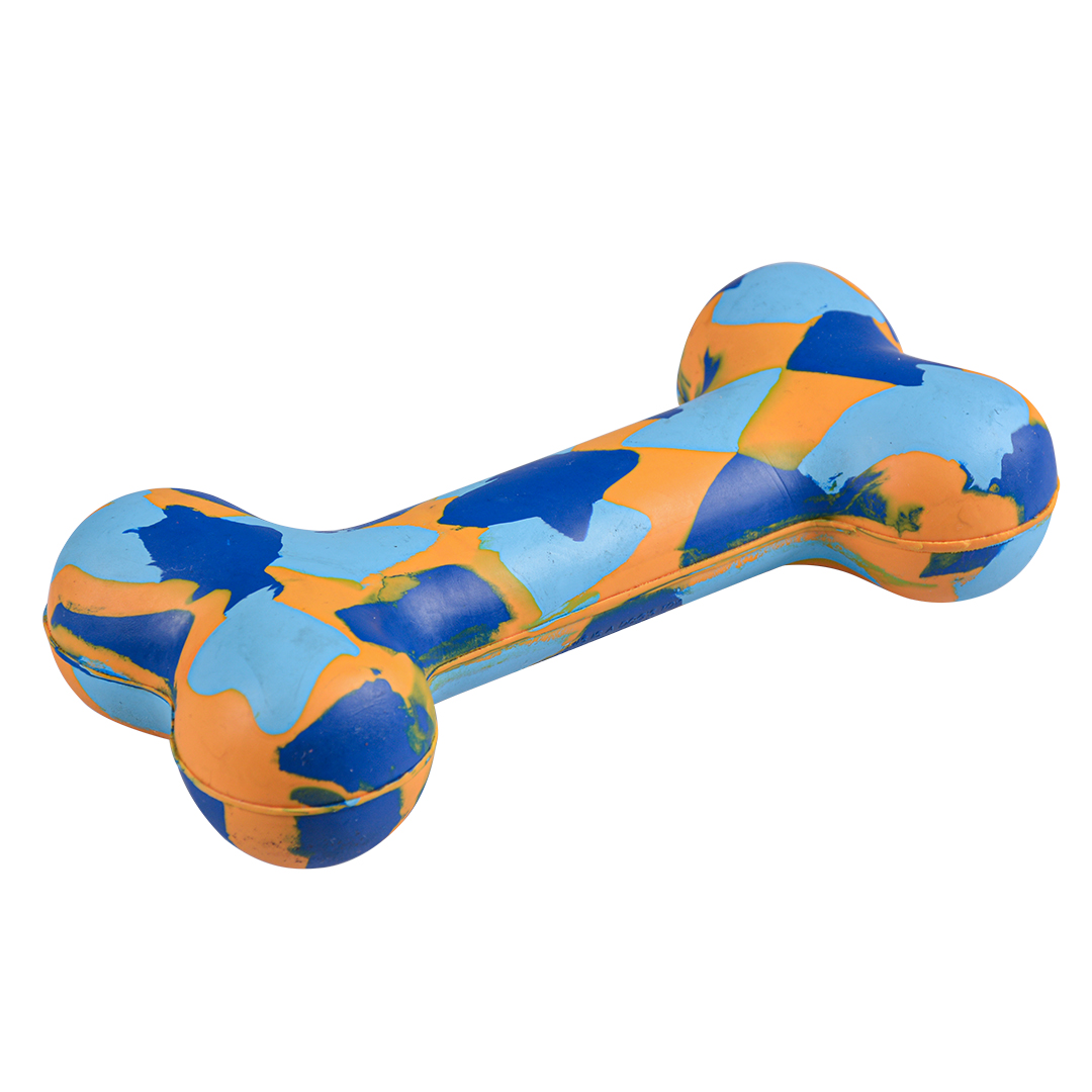 Os en caoutchouc smash multicolore-jouet pour chien