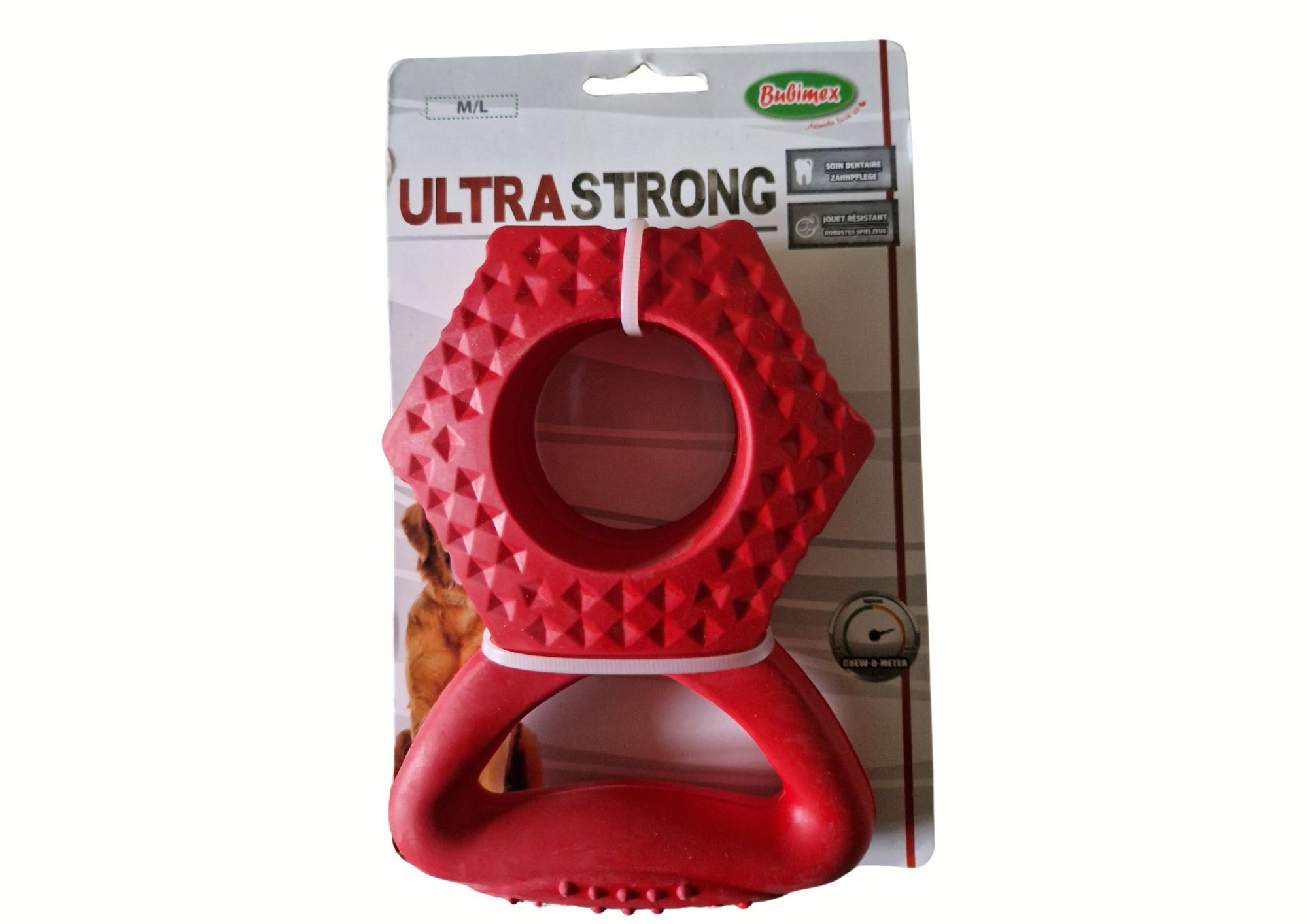 ultra strong rouge ecrou 18cm, jouet solide et costaud pour chien
