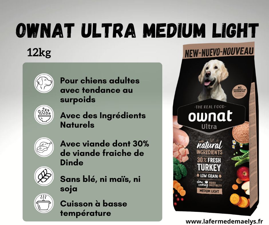 ownat ultra medium light, croquettes pour chiens en surpoids