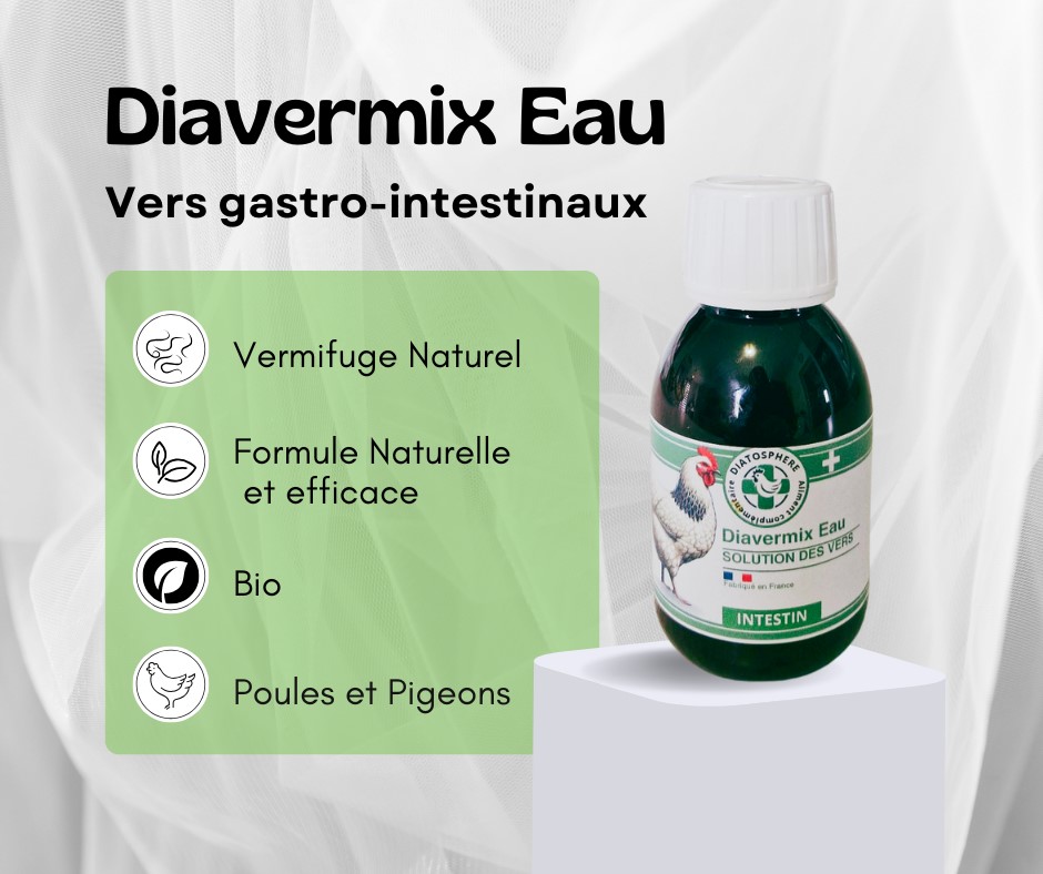 diavermix eau, vermifuge naturel poule, pigeon, lapin