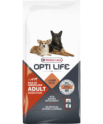 Opti life digestion maxi medium adult-croquettes agneau sans gluten pour grands et moyens chiens adultes