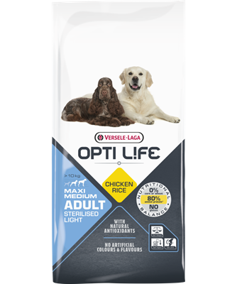 Opti life maxi medium adult sterilised light-croquettes sans gluten pour grands et moyens chiens adultes