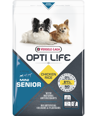 Opti life mini senior-croquettes sans gluten pour petits chiens âgés