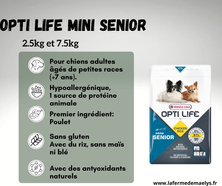 Opti life mini senior-croquettes sans gluten pour petits chiens âgés Versele laga.png
