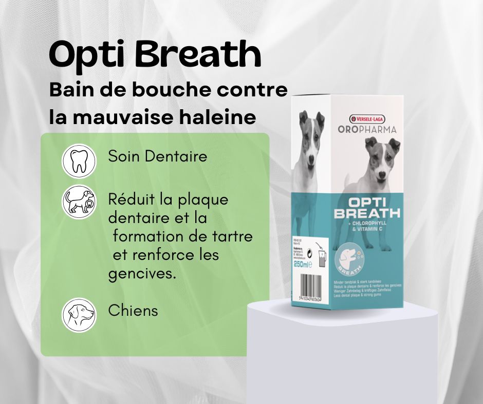 Opti breath-Oropharma-Bain de bouche contre la mauvaise haleine du chien