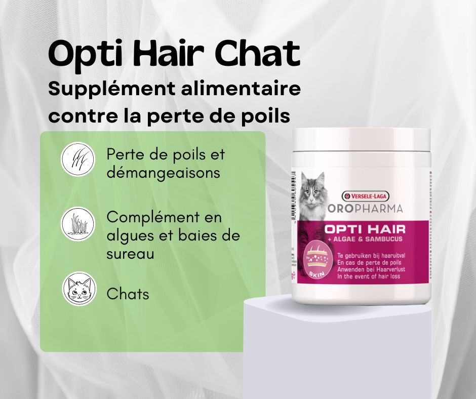 Opti hair-Supplément alimentaire contre la perte de poils chez le chat oropharma.png