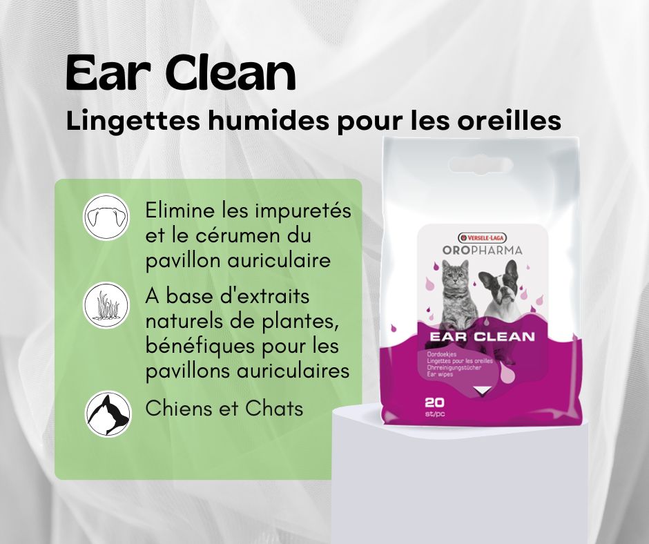 Ear clean-oropharma-Lingettes humides pour les oreilles du chien et du chat