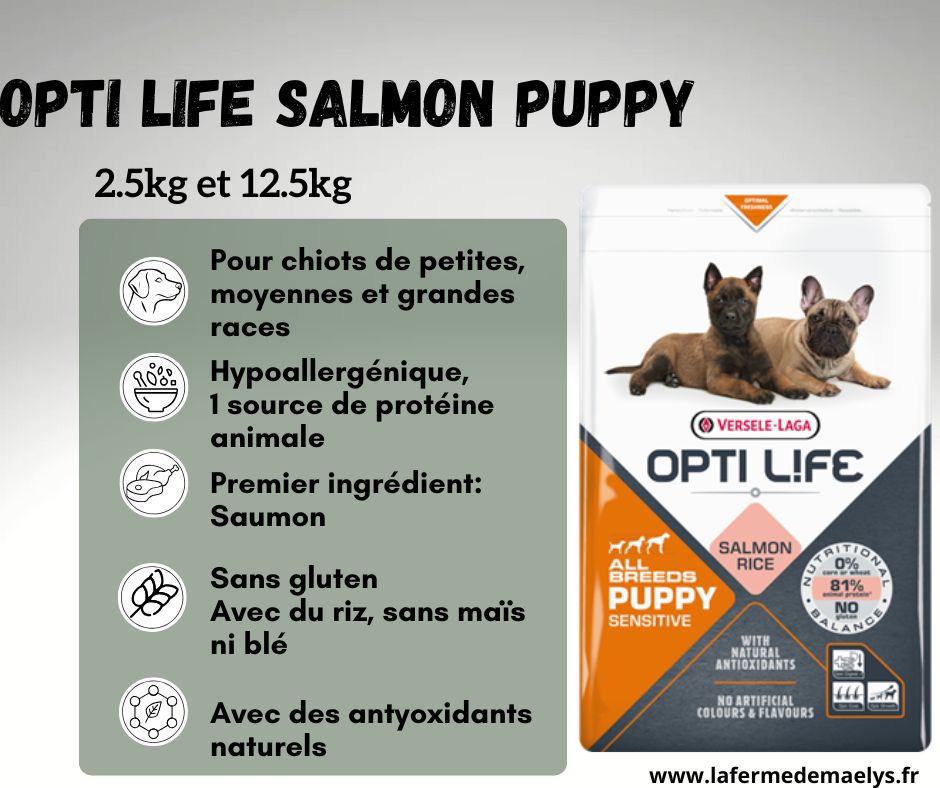 Opti life puppy sensitive all breeds-salmon rice-croquettes au saumon pour chiots-versele laga