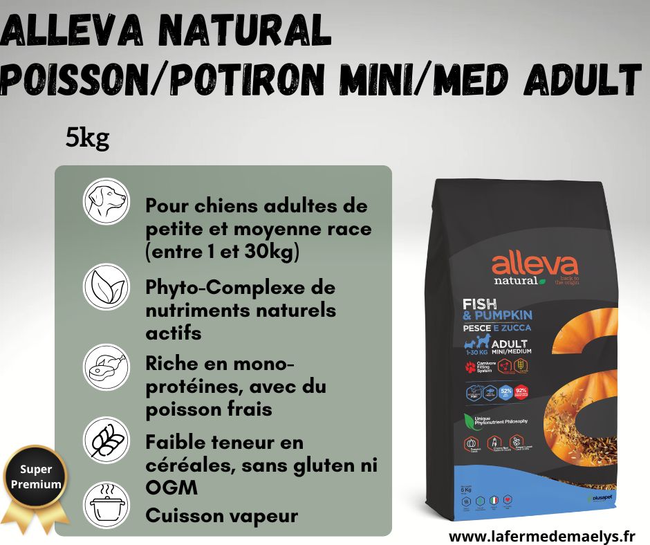 alleva natural fish pumpkin mini medium adulte 5kg