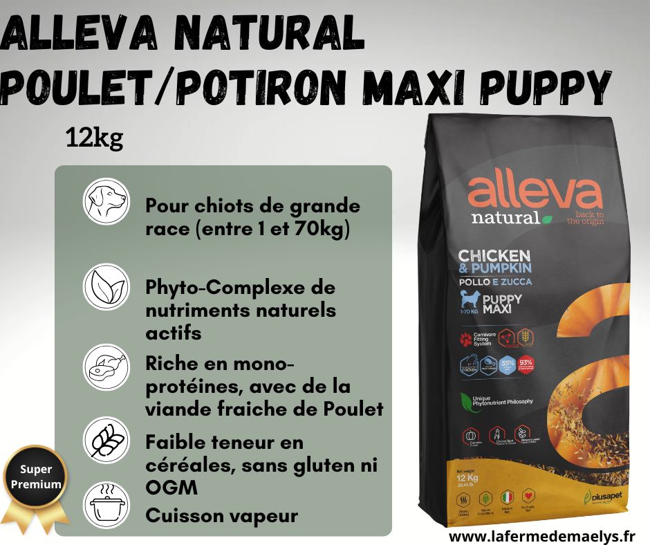 Alleva natural chicken pumpkin maxi puppy 12kg