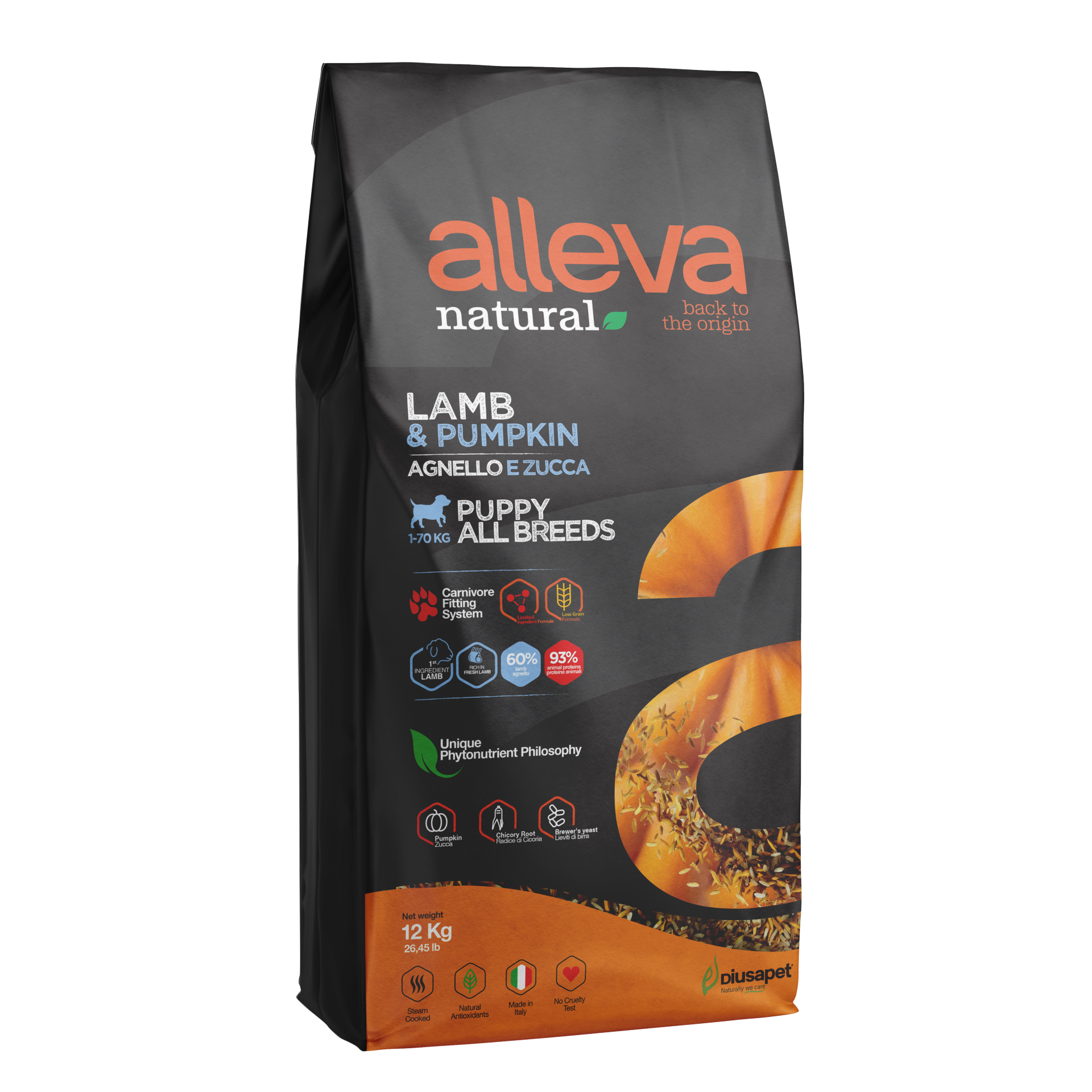 Alleva natural lamb pumpkin puppy all breeds-croquettes super premium pour chiots de toute race