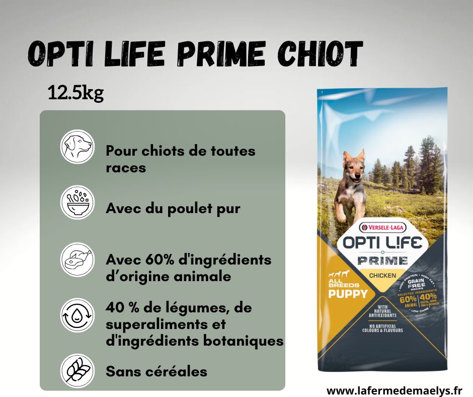 Opti life prime all breeds puppy-croquettes sans céréales pour chiots de toute race versele laga
