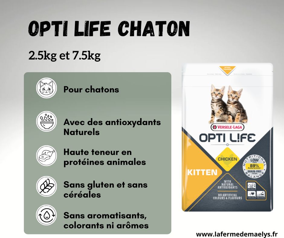 Opti life kitten-croquettes sans céréales pour chatons et jeunes chats