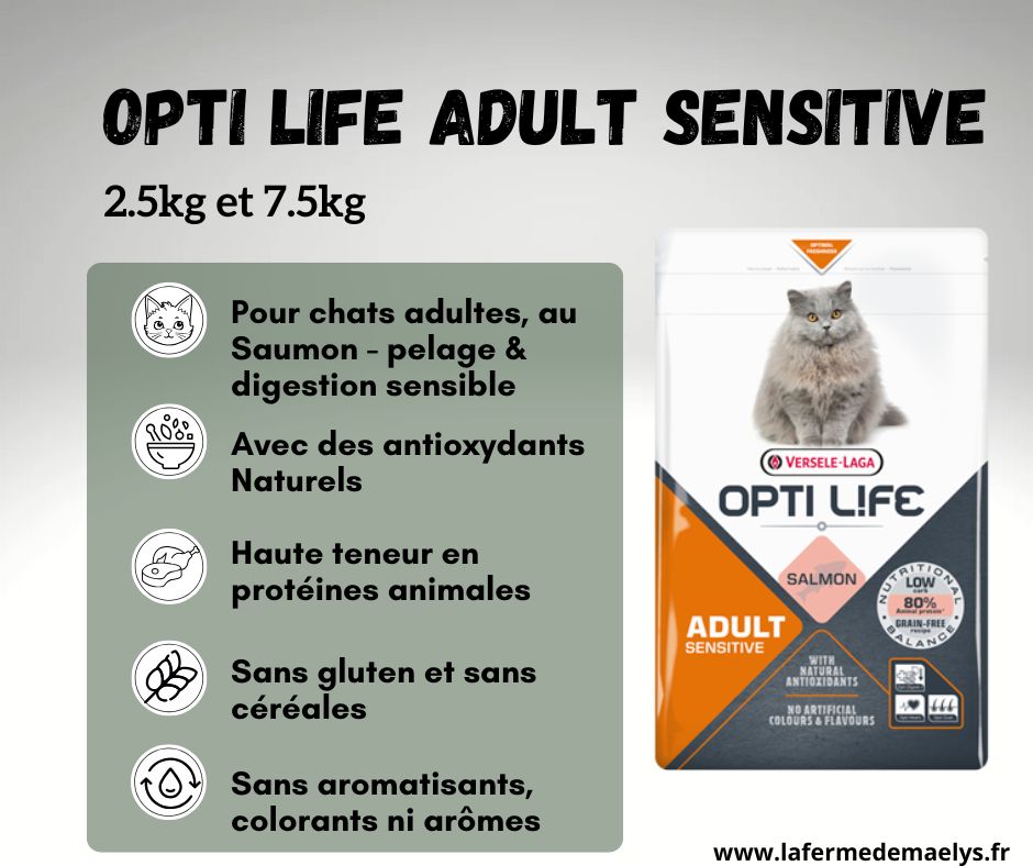 Opti life adult sensitive-croquettes au saumon pour chats adultes pelage et digestion sensible