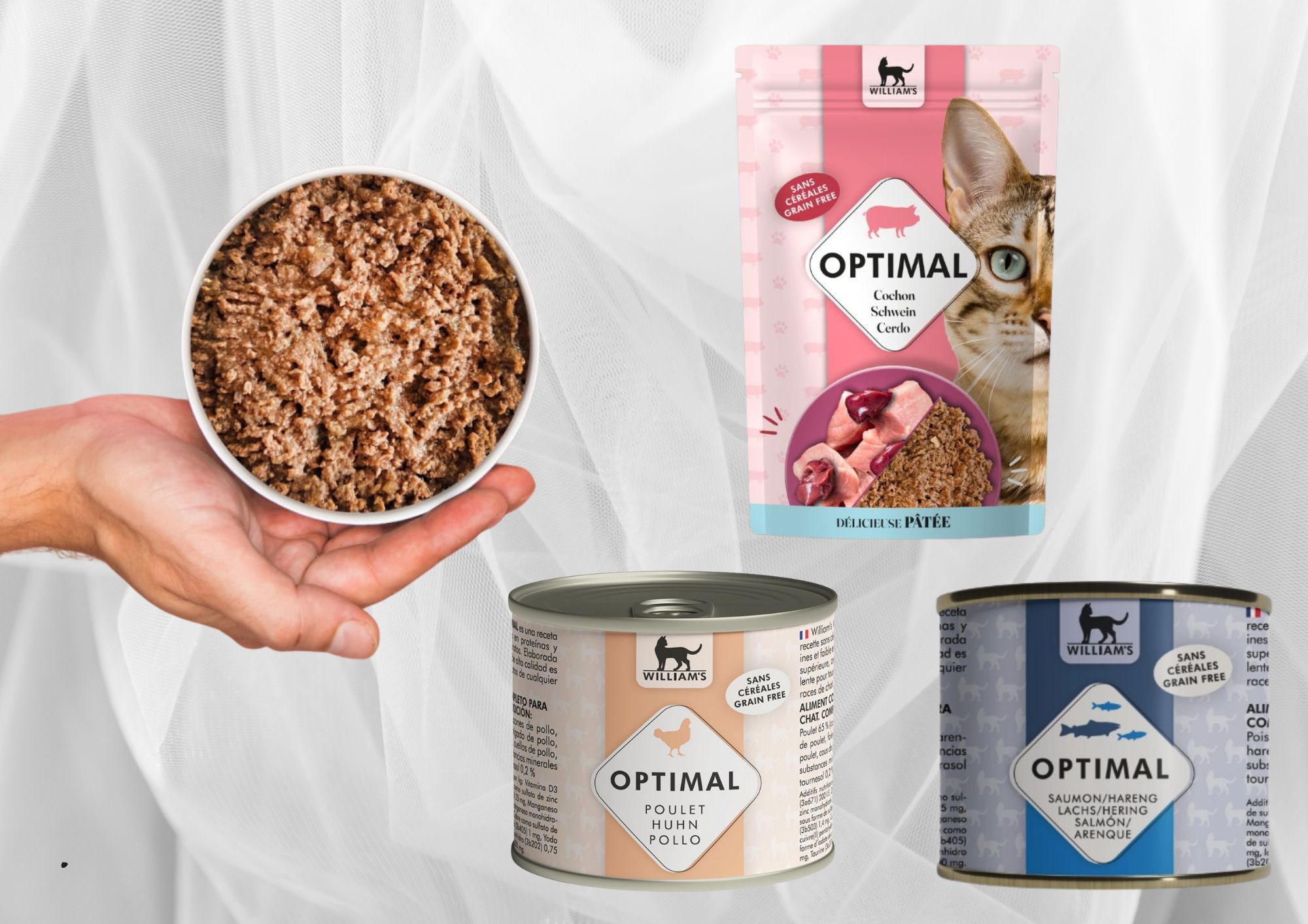 Williams optimal pâtée pour chats sans céréales et riche en viande