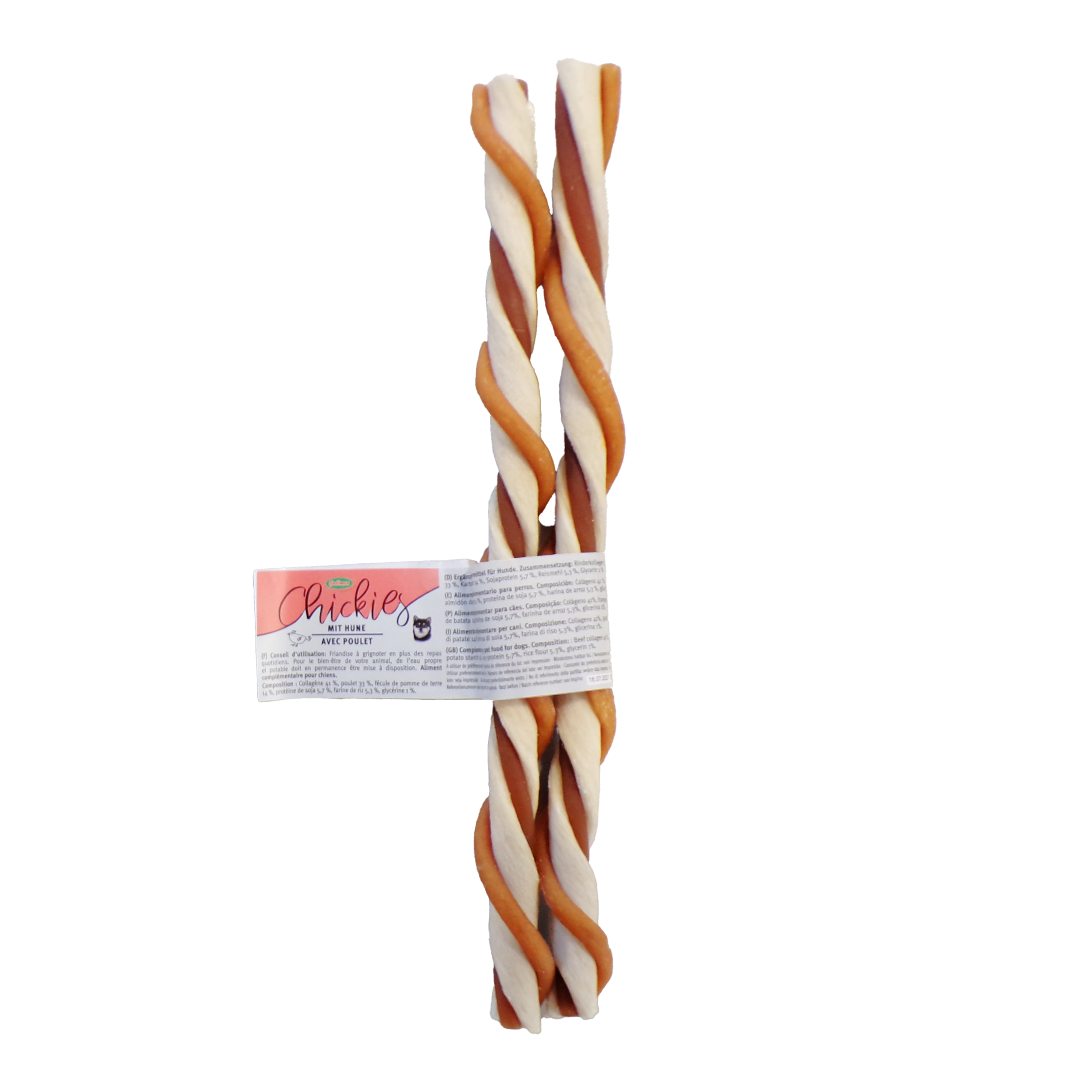Sticks de collagène torsadés au poulet-friandise naturelle pour chiens 25cm
