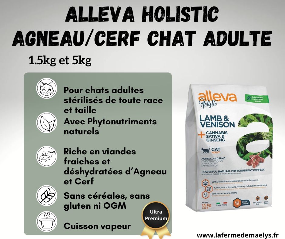 alleva holistic lamb venison adult cat-croquettes ultra premium pour chats