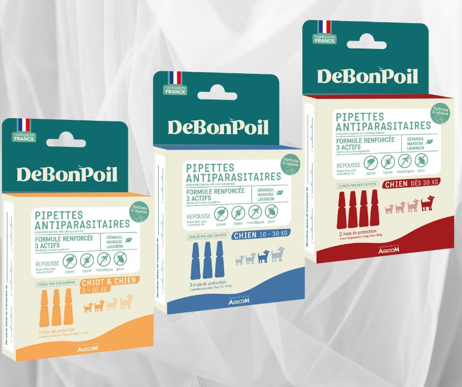 DeBonPoil pipette antiparasitaire chiens x3, puces et tiques