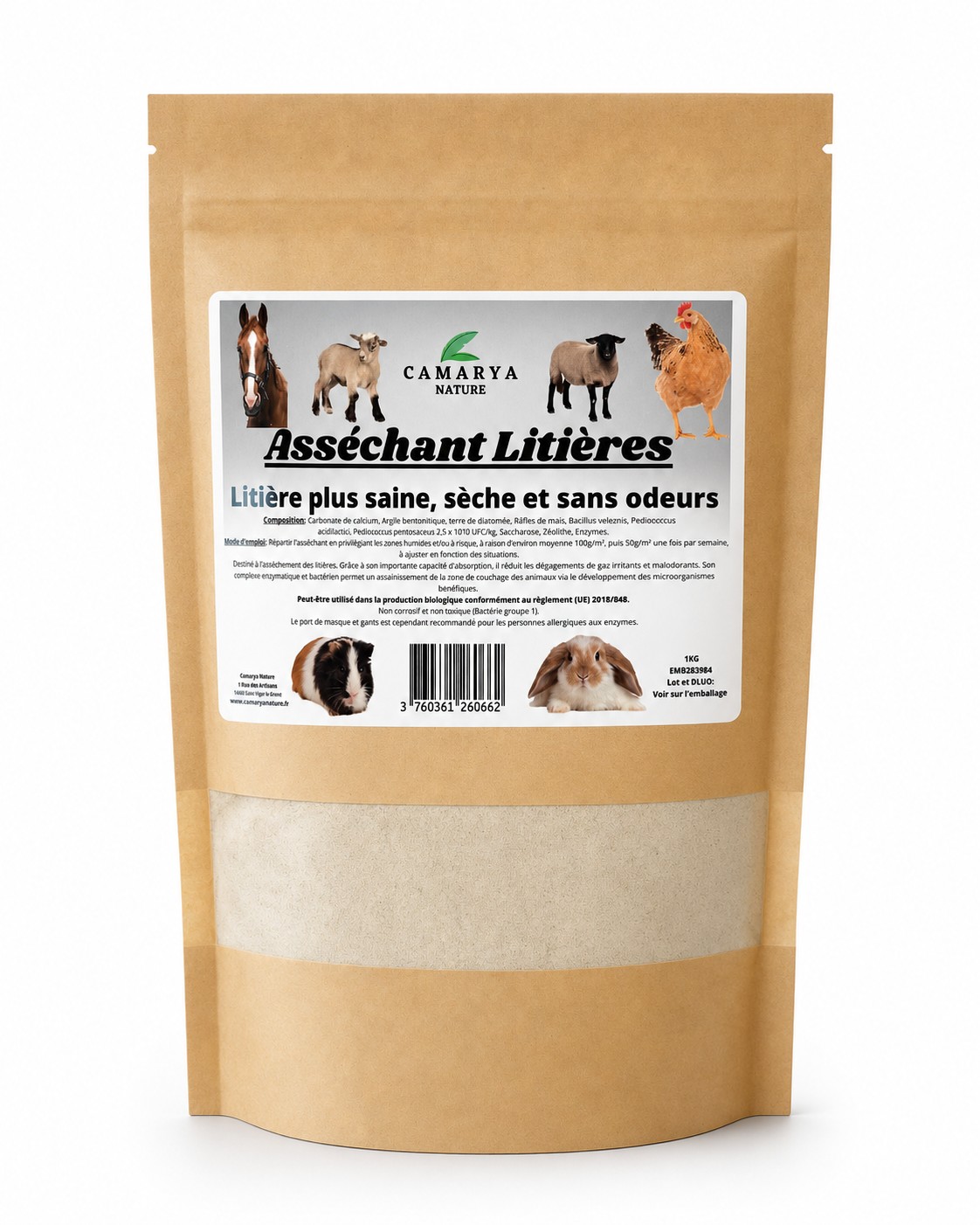 asséchant litière pour animaux, litière plus saine, sèche et sans odeurs