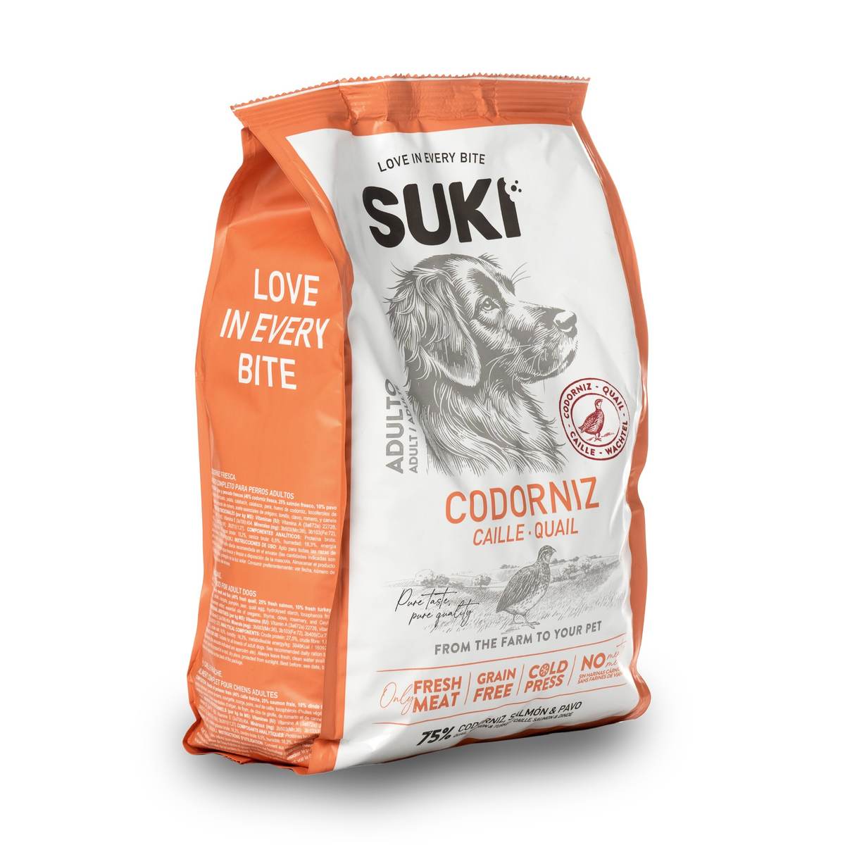Croquettes semi-humides suki caille saumon 3kg pour chiens
