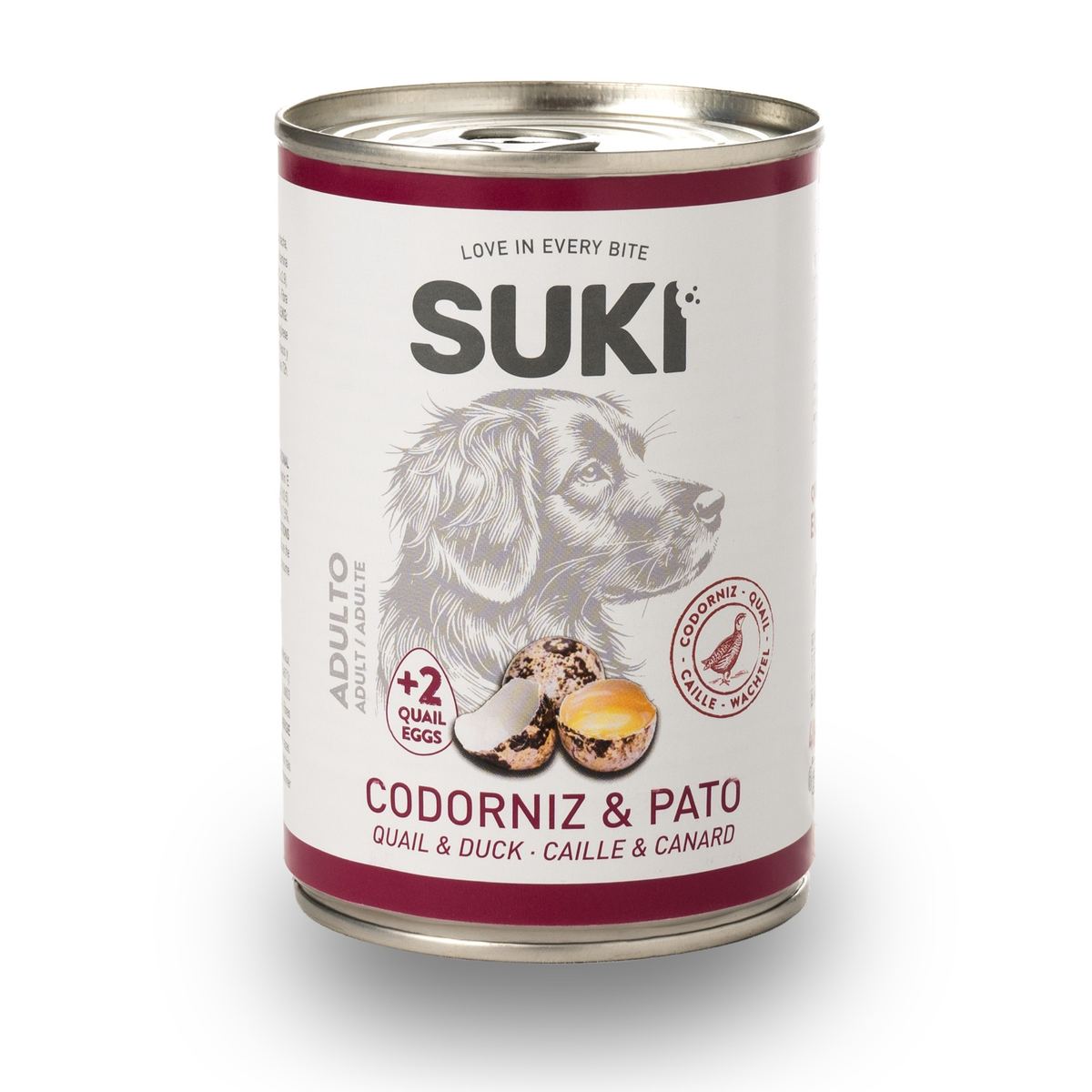 Boîte Chien adulte suki caille et canard 400 g