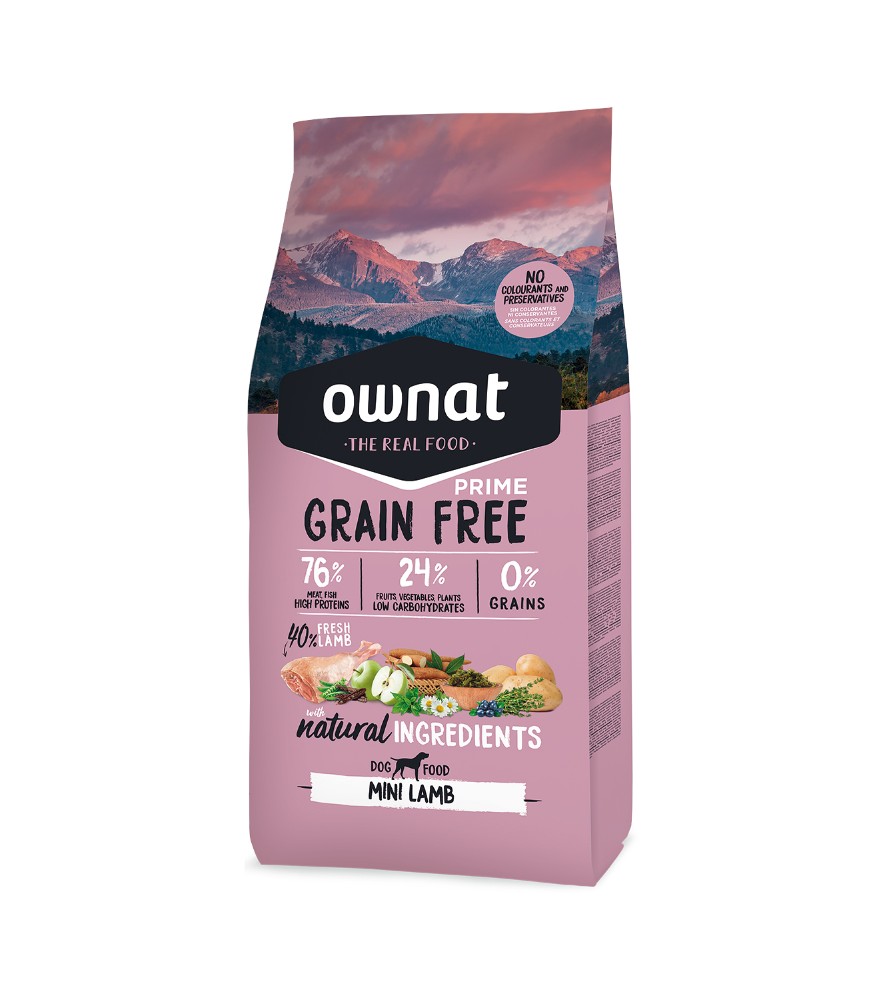 Croquettes pour petits chiens ownat grain free prime mini lamb 3kg