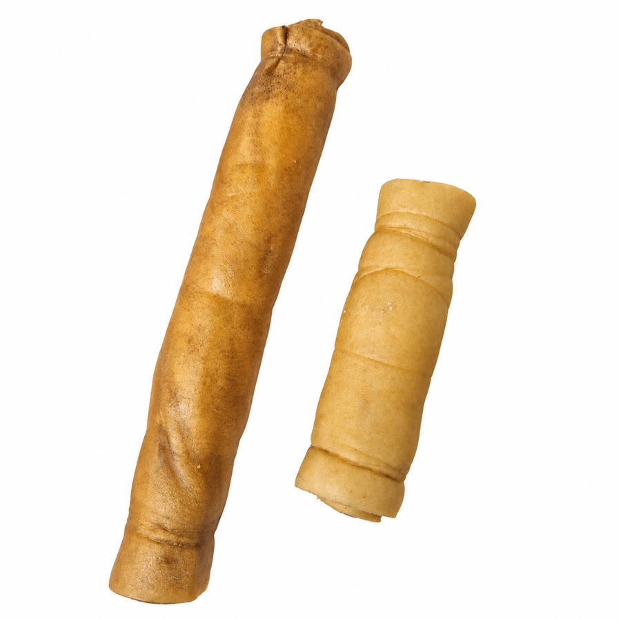 Rouleaux de peau de tête de bœuf pour chien, formats 11–13 cm et 22–25 cm