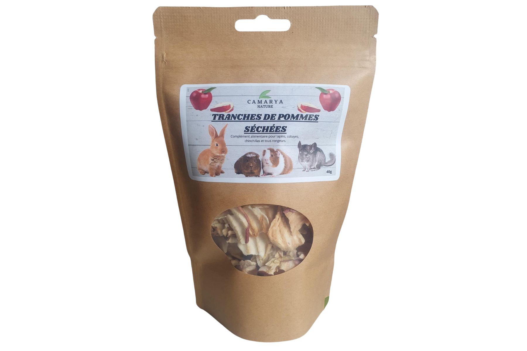 tranche de pomme rongeur 40g, friandise naturelle pour lapins, cochon dinde, chinchilla.