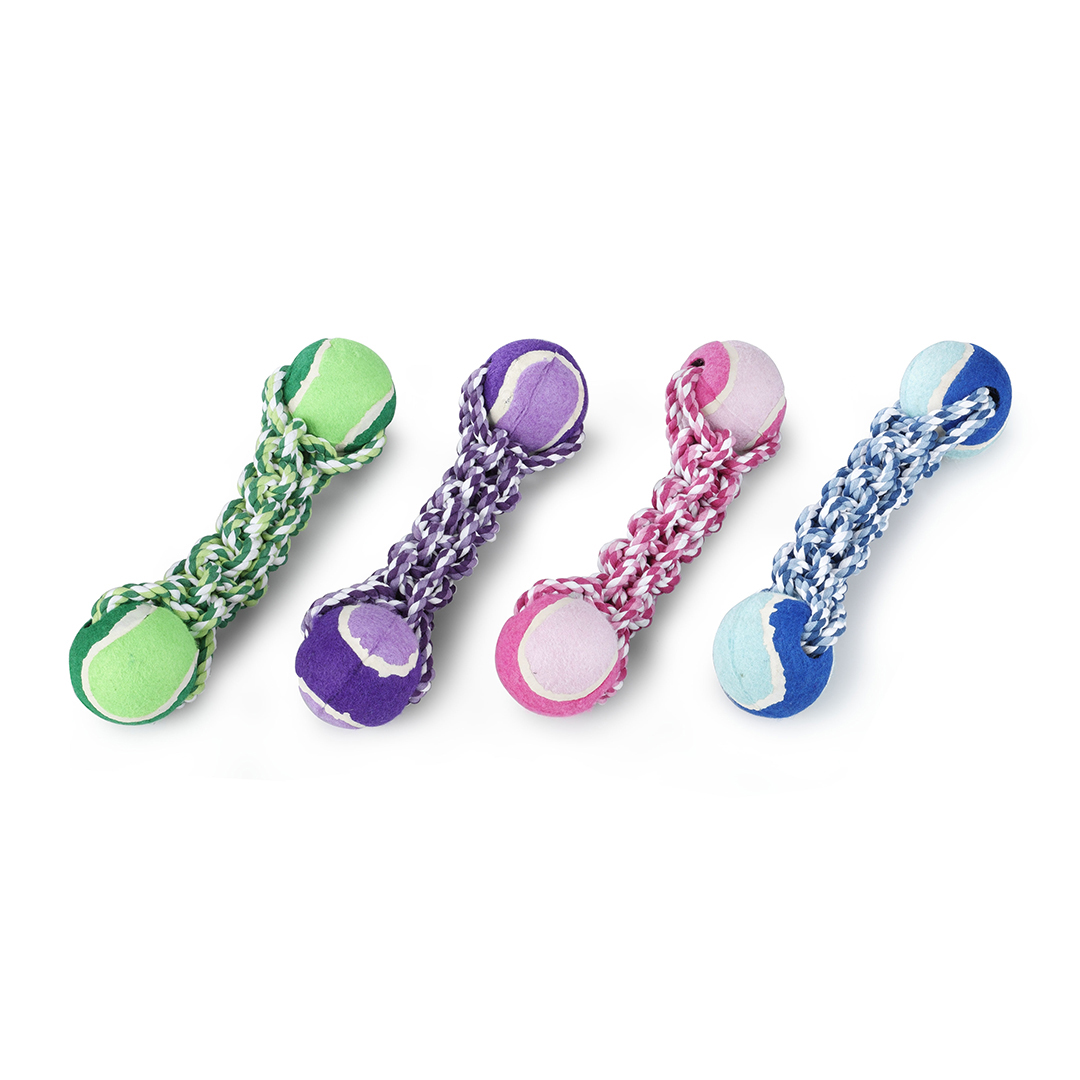 Jeu pour chien corde avec 2 balles