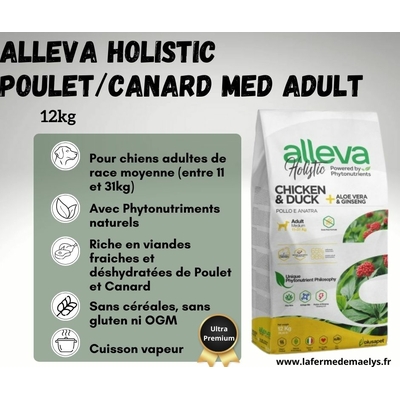 Alleva holistic chicken duck medium adult-croquettes ultra premium pour chiens
