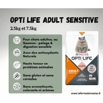 Opti life adult sensitive-croquettes au saumon pour chats adultes pelage et digestion sensible