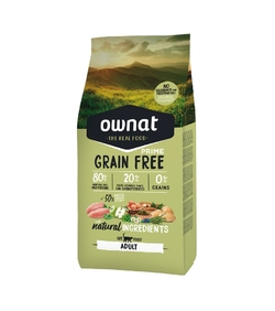 Ownat grain free prime chicken adult chat - croquettes sans céréales au poulet pour chats adultes