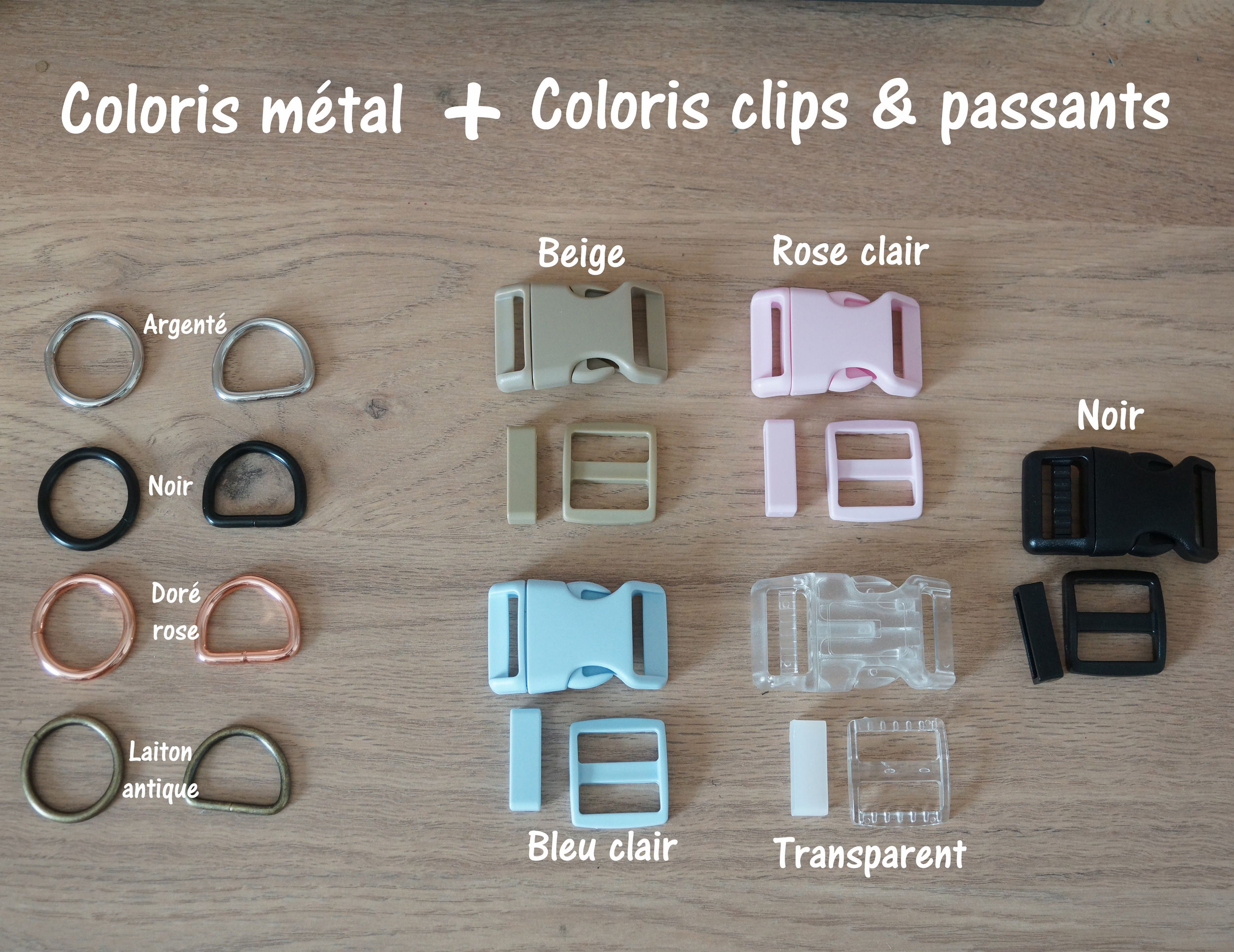 Coloris clips et passants