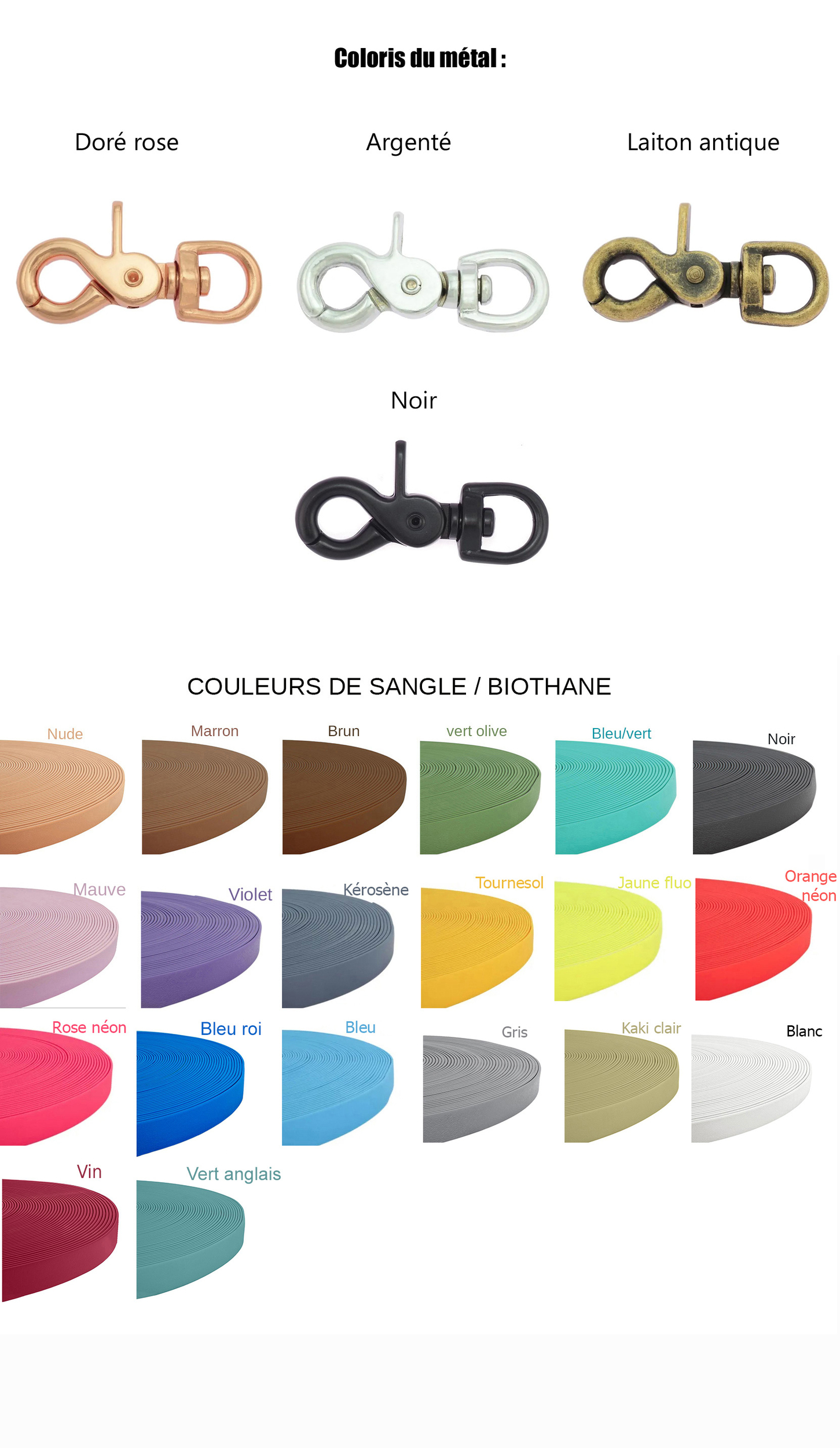 coloris mousquetons + tpu